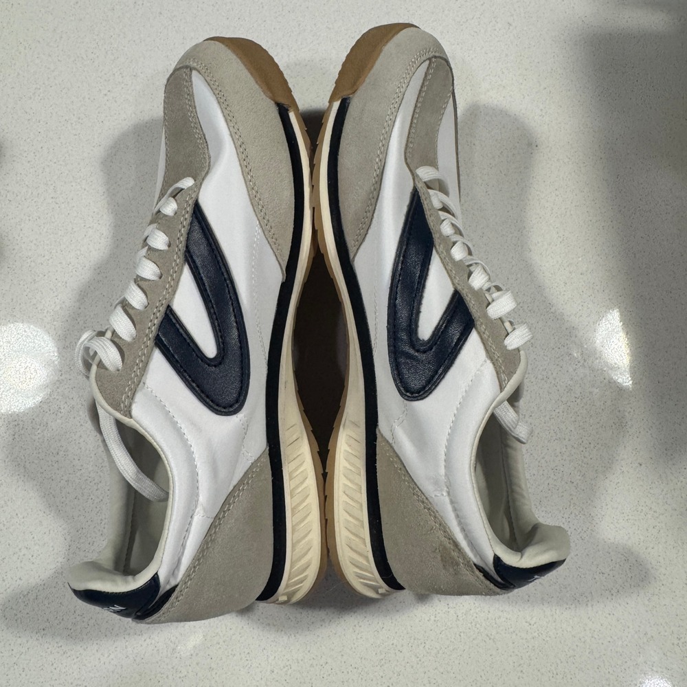 Tretorn Kristine Vintage Style Sneakers Womens 10 White Navy Grey Suede Low Top - Picture 4 of 6